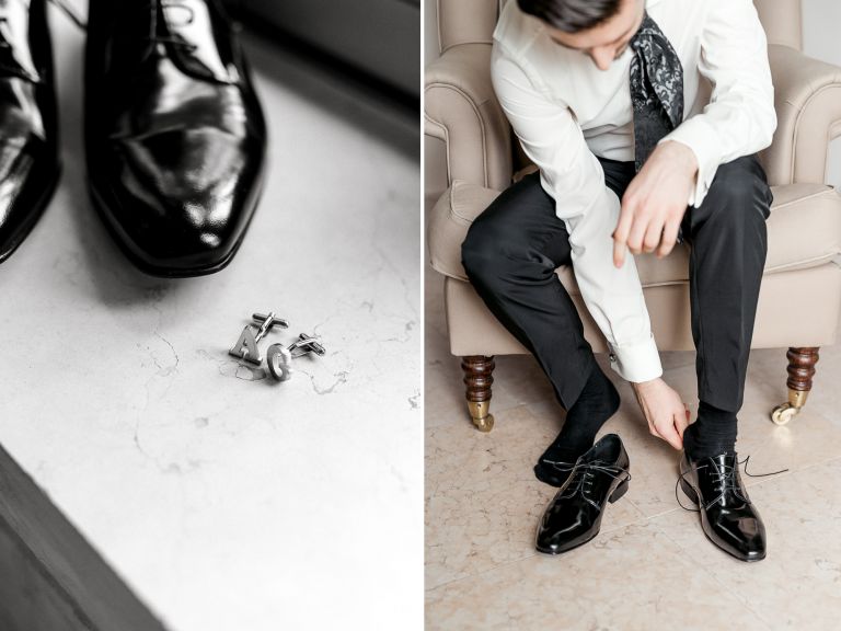 Gebrüder Meurer Location Hochzeit. Das Paar macht sich beim Getting Ready fertig.