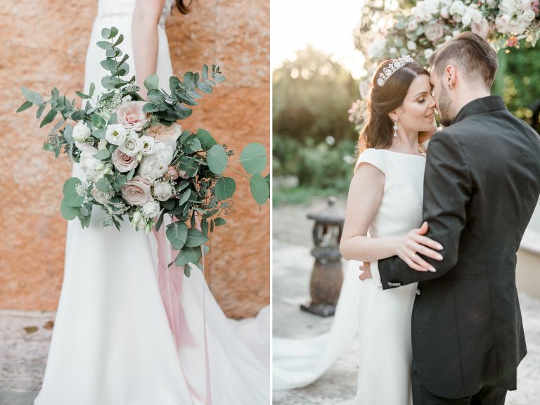 Gebrüder Meurer Location Hochzeit. Paarshooting. Brautkleid und Brautstrauß